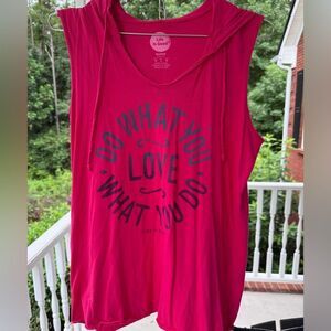 Life Is Good Women's Red Hooded Tank Top